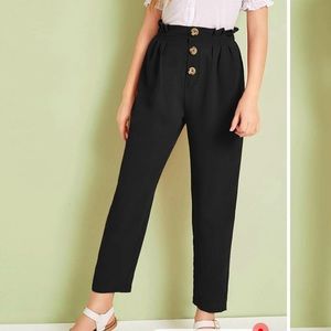 NWOT Black Paperbag Trousers with Buttons